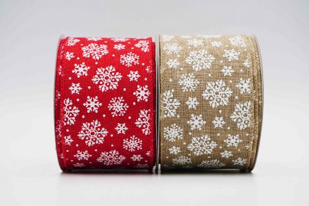 Текстурована стрічка зі сніжинками на дроті_KF7184